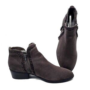 MIA Mable Ruffle Dark Gray Zip Up Vegan Suede Booties Women's Size 11M